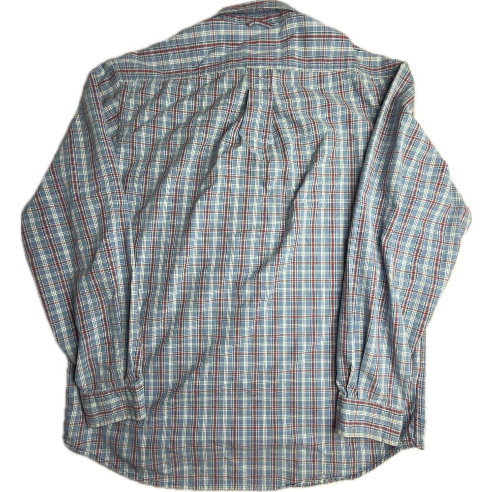 Eddie Bauer Sport Shop Mens Vintage Plaid‎ Button Down Shirt Blue Red White M - Picture 3 of 8